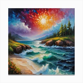Sunset At The Beach living room art painting decor Canvas Print