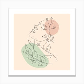 Portrait Of A Woman With Leaves Canvas Print