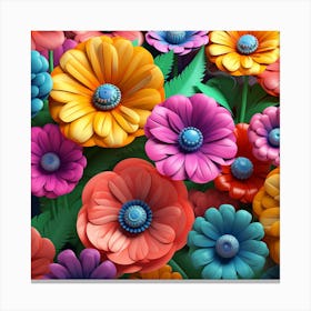 3d Flowers Wallpaper Canvas Print