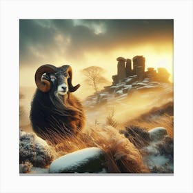 Ram In The Snow 5 Canvas Print