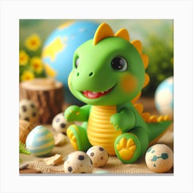 Yellow baby dinosaur 3 Canvas Print