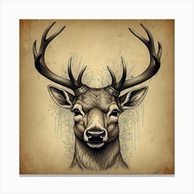 Deer Head Tattoo Canvas Print