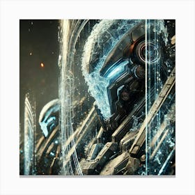 Cascade Sovereignty Scifi Sentinel Golems Protective Shields Canvas Print