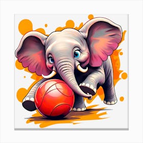 Elephant Playing Basketball 1 Canvas Print