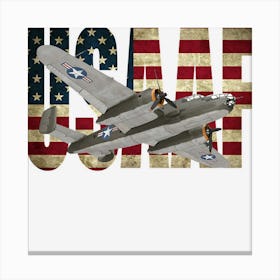 Usaaf North American B 25 Mitchell Us Flag Canvas Print