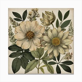 Vintage Botanical Bohemian Neutral Floral Canvas Print
