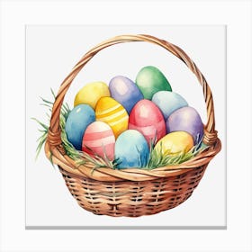 Easter Eggs In Basket Canvas Print