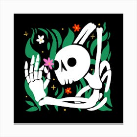 Skeleton With Flowers Canvas Print