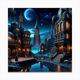 Fantasy City At Night 28 Canvas Print