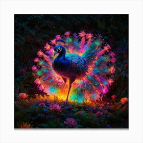 Peacock At Night 3 Canvas Print