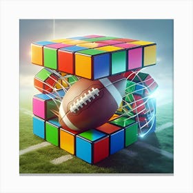 An Image Of A Colorful Transparent Rubik S Magic Cube With A Rugby Ball Inside 3 Canvas Print