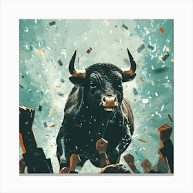 Bull In The Crowd Canvas Print