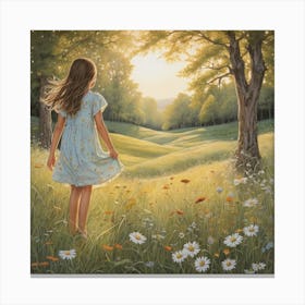 Girl In The Meadow Canvas Print