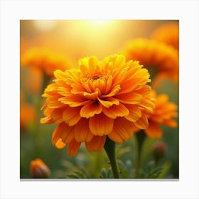 Bright Watercolor Marigolds Glowing In Warm Sunlight Canvas Print