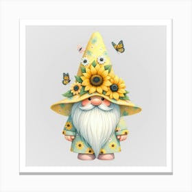 Watercolor Sunflower Gnomes 11 Canvas Print