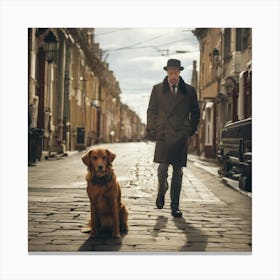 Man And Dog Canvas Print