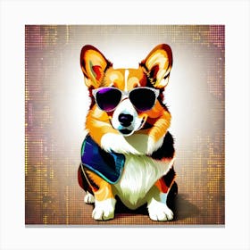 Corgi In Sunglasses 36 Canvas Print