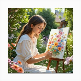 Woman Girls With Art Board Art Print (2) Canvas Print