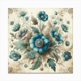 Elegant Botanical Harmony, A Vintage Floral 4 Canvas Print