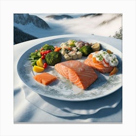 But The Label Of A Decorated Plate Of Food and vegetables Canvas Print