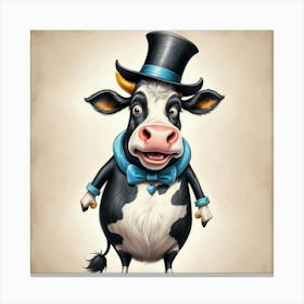 Cow In A Top Hat 1 Canvas Print