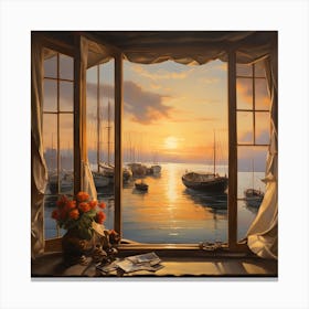 Leonardo Diffusion Xl The Window Frame Serves As A Portal To A 0 Canvas Print