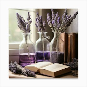 Lavender Flowers On A Table paintings art print Canvas Print