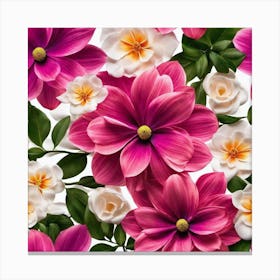 Pink Flowers Wallpaper Canvas Print