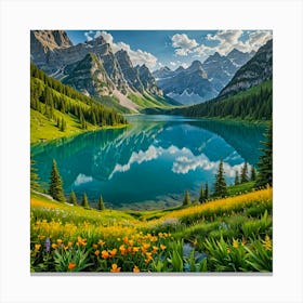 Lake In The Mountains 3 Canvas Print