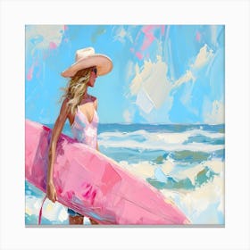 Pink Surfer Girl Canvas Print