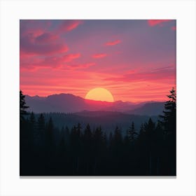 Sunset In The Mountains 50 Canvas Print