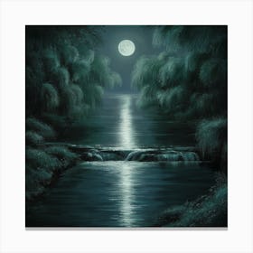 Moonlit Serenity Reflections On Moon River (2) Canvas Print