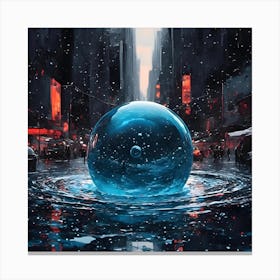 Blue Sphere In The City Canvas Print