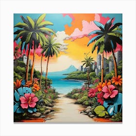 Pop Art graffiti Tropical landscape 2 Canvas Print