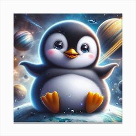 Penguin In Space 7 Canvas Print
