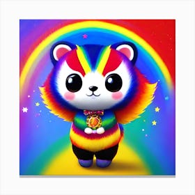 Rainbow kawaii anime Panda Canvas Print