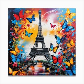 Paris With Butterflies 17 Canvas Print