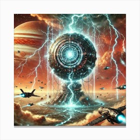 A Sci Fi Depiction Of The Tempest Nexus Lightning Strikes Canvas Print