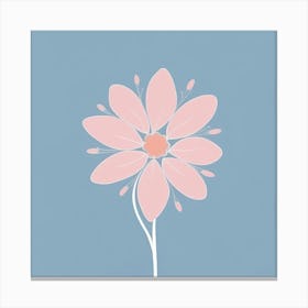 A White And Pink Flower In Minimalist Style Square Composition 500 Canvas Print