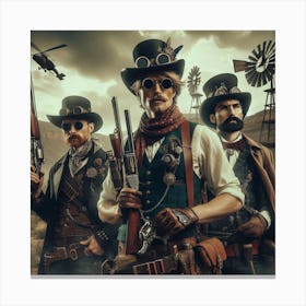 Steam Punk Cowboys 1/4 (time travel old west future west world western outlaw sci-fi fantasy)    Canvas Print