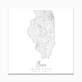 Illinois Minimal Street Map Square Canvas Print