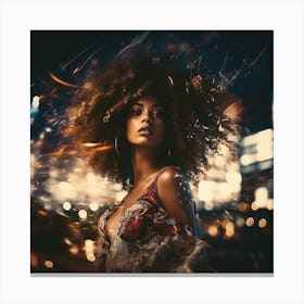 Portrait Of A Woman With Afro Canvas Print