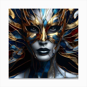 Girl In Masquerade - Stain Glass Inlay - 4 Of 6 Canvas Print