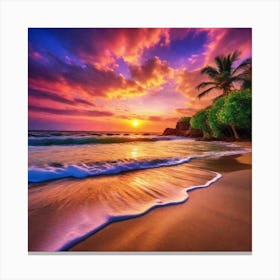 Sunset On The Beach 342 Canvas Print