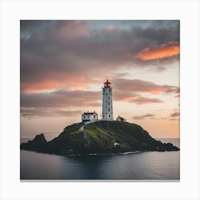 Lighthouse At Sunset 16 Canvas Print