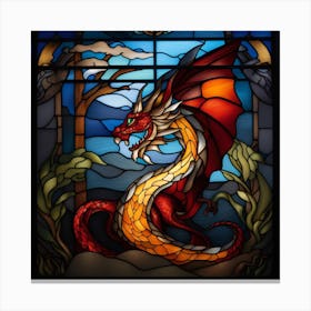 Dragon Stained Glass Canvas Print