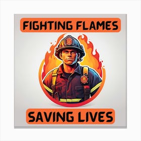 Fighting Flames, Saving Lives - Heroic Firefighter Wall Digital Art Lienzo