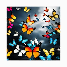 Colorful Butterflies In The Sky 2 Canvas Print