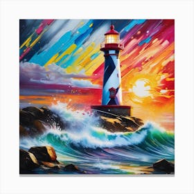 Lighthouse At Sunset 14 Canvas Print