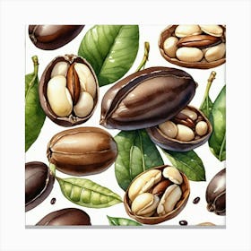 Coffee Beans Seamless Pattern 9 Canvas Print